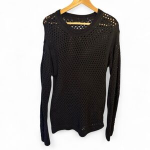 KOTN Black Open-Weave Knit Top